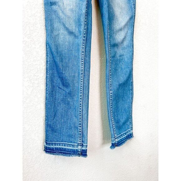 Madewell Skinny Denim Overalls in Kemp Wash Bibs Jeans Raw Frayed Hem Size XS - Picture 2 of 7